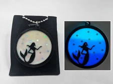 Starry MERMAID GLOW in the DARK Black Acrylic Charm Necklace - Pendant Fantasy