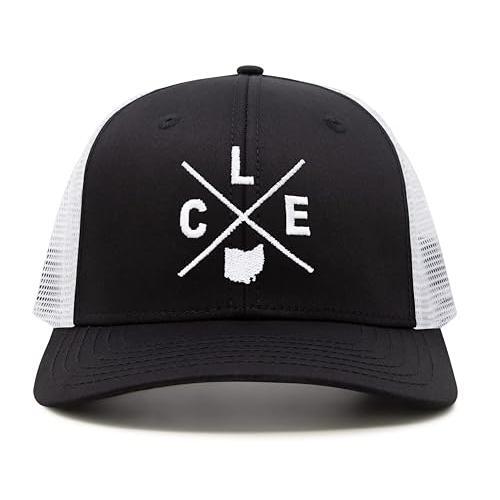 Cleveland CLE Mütze für Herren Damen - Snapback Trucker Baseball Cap (schwarz/weiß) - Bild 2 von 3