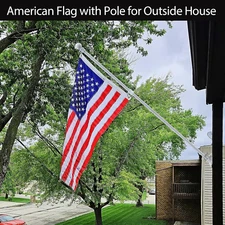 Flag pole stick rod 5' ft long+holder +Include 3 by 5' flag for House home white