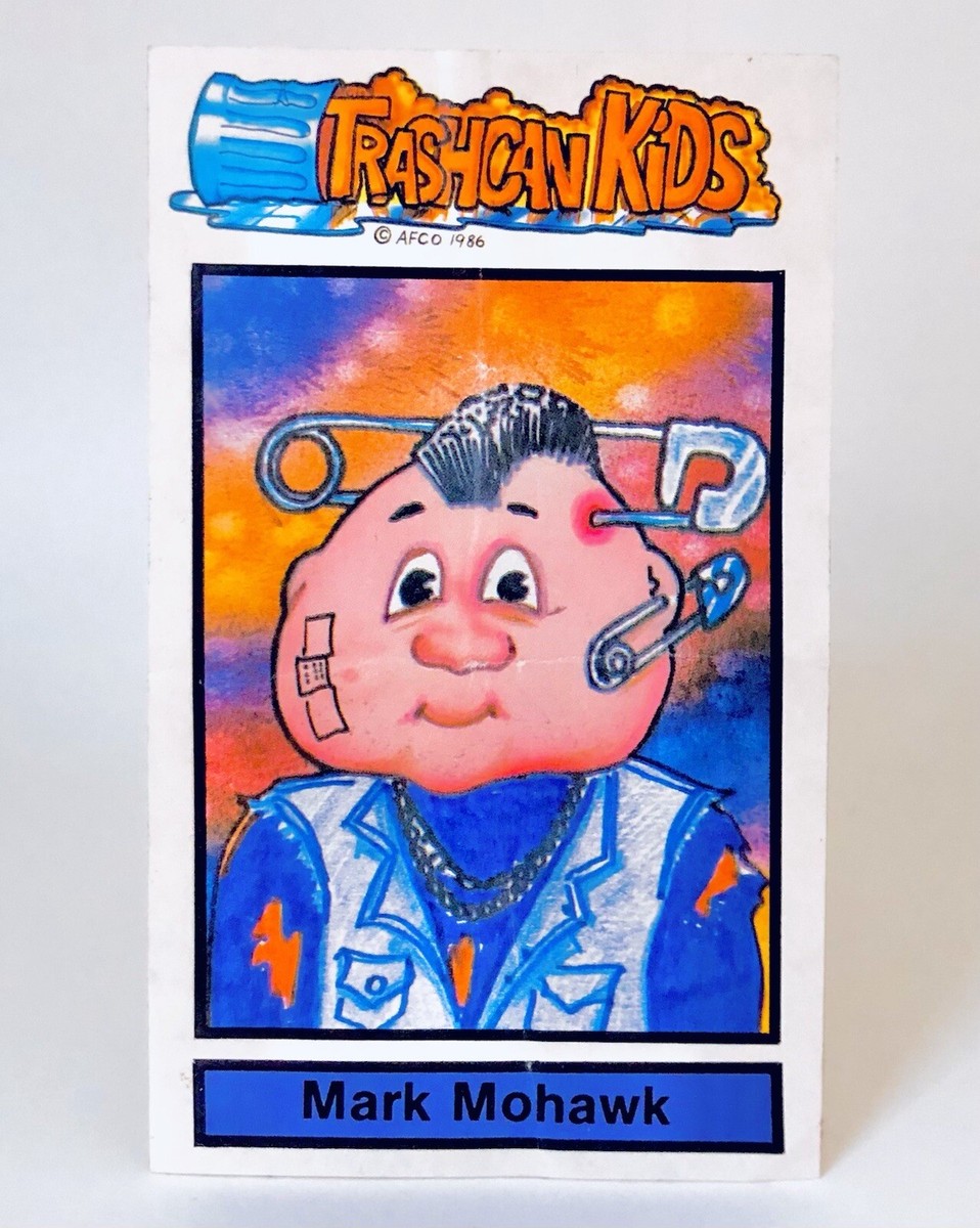 Vintage 1986 AFCO Trash Can Kids MARK MOHAWK Vending Card GARBAGE
