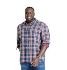 Goodfellow  Co - Men's Reversible Long Sleeve Button-Down Shirt Navy Red Plaid