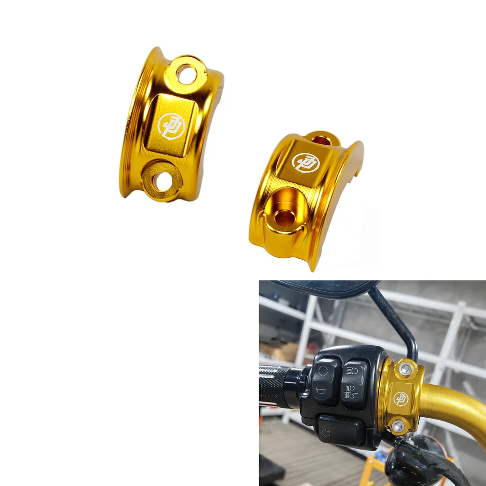 Gold Handlebar Clutch Brake Clamp Bracket for Harley Road King Road Glide FLHX Foto 2 de 4