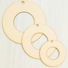 Wooden Circle Craft Rings MDF Christmas Bunting Blank Hanging Wreath Decor 20cm+