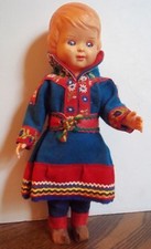 12" Celluloid Doll in Original Regional Costume Jointed Sleep Eyes