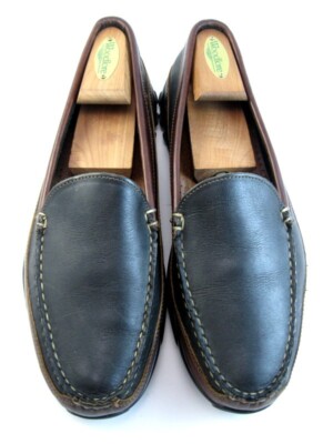 Allen Edmonds ''Boulder'' Leather  Driving Mocs 9.5 EEE  Black/Brown DISCT (317N)