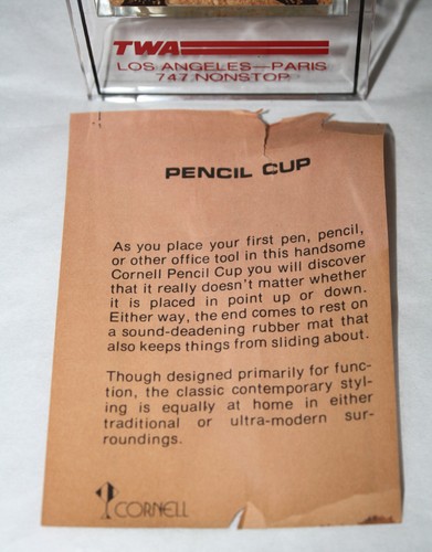 TWA Logo Acrylic Pen/Pencil Holder w/Rubber Mat NEW NEVER USED - Picture 3 of 4