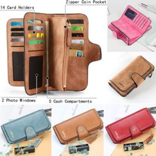Mujeres Dama Cartera de Cuero Suave Largo Sin asas Portatarjetas Cartera Mejor Regalo US STOCK
