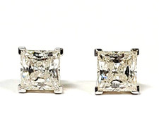 14k Yellow Gold Square Cut Cubic Zirconia Stud Earrings