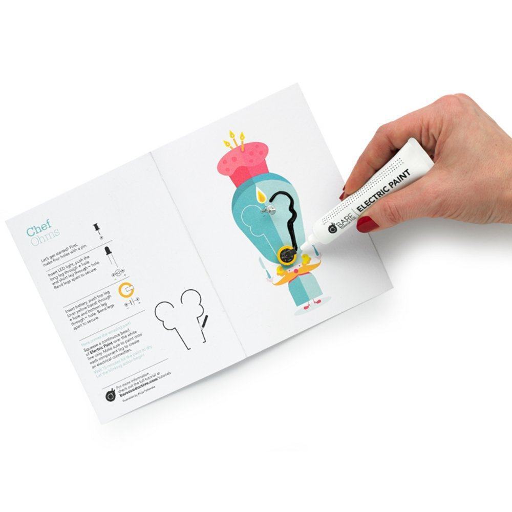 Bare Conductive Flashing Card Set Celebration Circuit Electric Paint LEDS