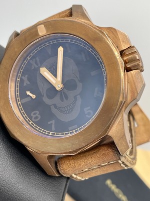 Montres Militaire Officier De Marine Bronze Skull Limited Edition Swiss  47mm | eBay