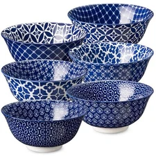 Cereal Bowls Set of 6 Ceramic Soup Bowls 23 OZ 6 Inch Small Dessert Bowls for...