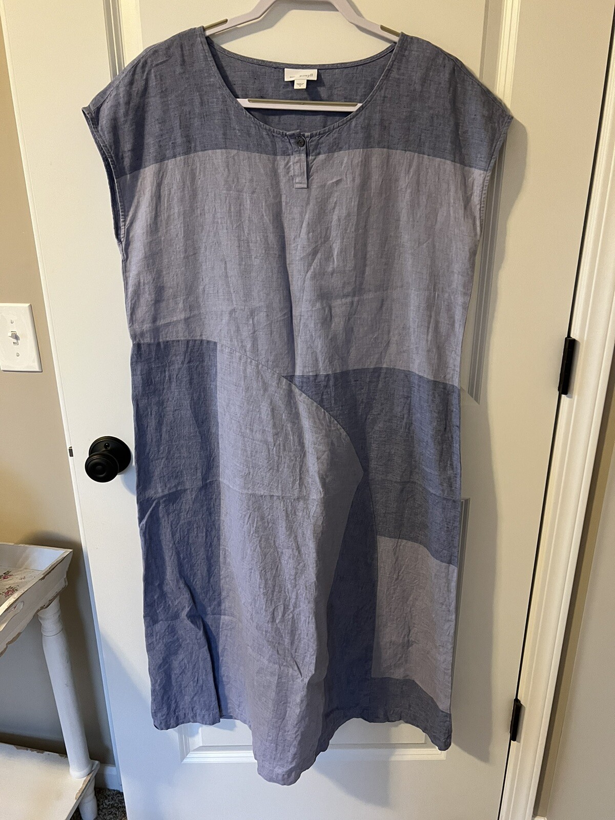 J Jill Pure Jill Blue Maxi Dress 100 Linen Sleeveles… Gem