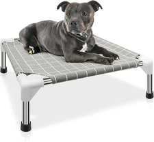 Elevated Dog Bed Cooling Dog Cat Cot Indoor Outdoor Waterproof Pet Bed Gray NEW