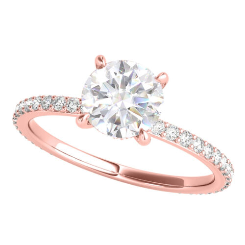 Moissanite & Diamond 1.35 Carat Solitaire Engagement Ring in 14K Gold - Afbeelding 1 van 30