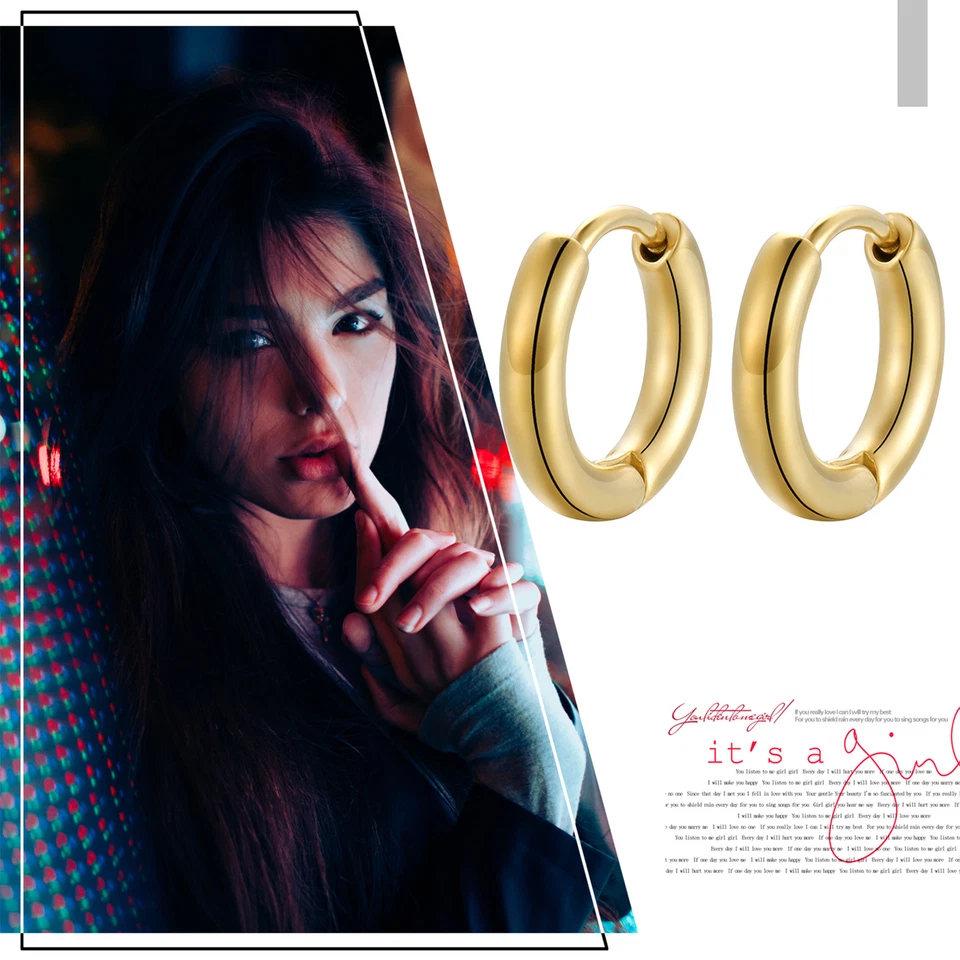 2pcs G23 Titanium Hoop Huggie Hinged Earrings Cartilage Studs for Men Women 10mm - Image 4 of 4