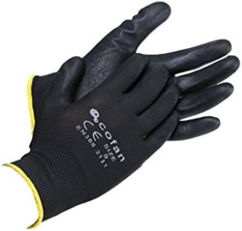 GUANTE 100% POLIEST.IMPREG. PU NEGRO T-10 - Unid: 12