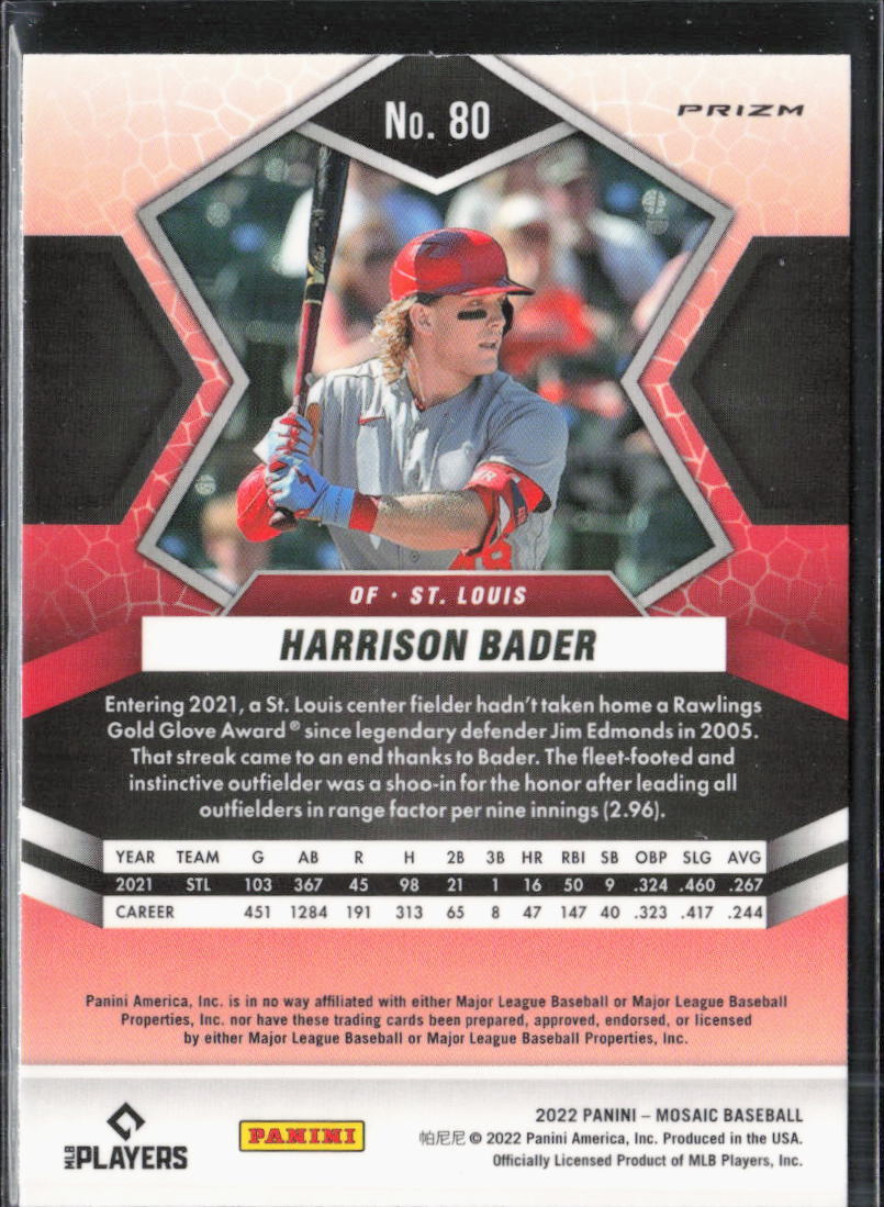 2022 Panini Mosaic #80 Harrison Bader Mosaic Prizm Louis