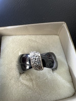 Keramik - schwarzer - Ring mit 375 Weißgold