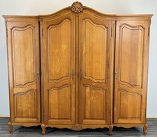 Wardrobe Vintage French Louis XVI Style Oak Four Door Armoire LOT 4820
