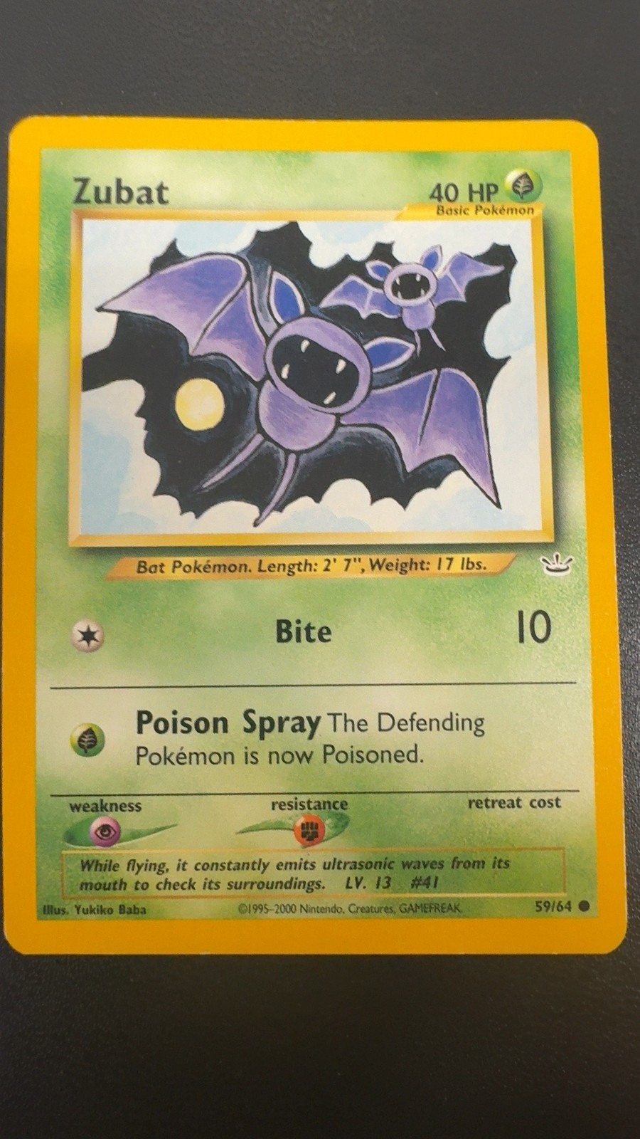 Zubat 59/64 Common Neo Revelation Pokemon Lightly Played