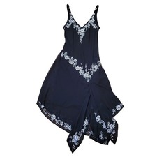Babydoll 10 Slip Dress Black Floral Beaded Whimsigoth Fairy Coquette 90s Y2K