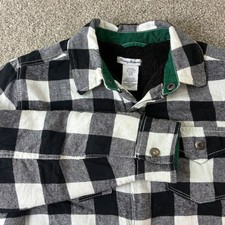 Tommy Bahama Boys XL 14 Black White Buffalo Plaid Sherpa Lined Shirt Jacket