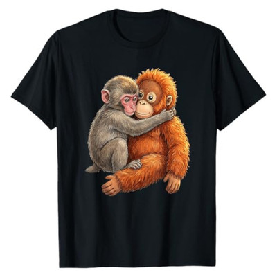 Baby Macaque Hugging Plush Cute Monkey Monkey Punch Sweatshirt T-Shirt