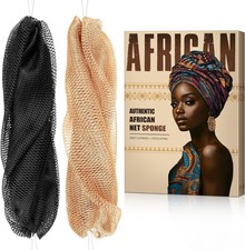 Authentic African Net Sponge with Knots - Afro Scrub Exfoliating Net Sponge for
