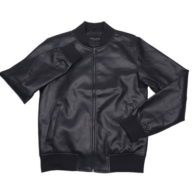 Slate & Stone Black Faux Leather Bomber Jacket Mens Size Small City Collection