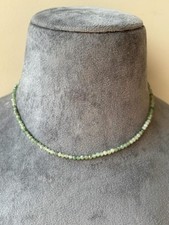 Dainty A++ Green Agate Faceted Round Gemstone 2-3MM Beads Choker Necklace 18''
