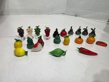 18 Hand Blown Murano Style Glass Fruit Pieces And 4 Metal Fruit Pieces
