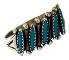 VINTAGE BELL TRADING POST Sterling Silver Raindrop NEEDLEPOINT TURQUOISE Ring