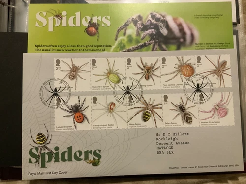 GB 2024 SPIDERS First Day Cover Stamp Set, TH Bureau pmk, issue date 26/09/2024