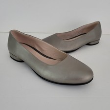 ECCO Touch Ballerina 2.0 Ballet Flats Size 6/ EU 37 Warm Gray Metallic Leather