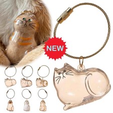 Cat keychain Hair Storage Bottle Souvenir|Transparent Cat Hair Storage Box