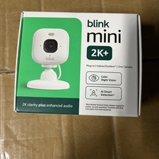 Blink Mini 2K Plug-In Smart Security Camera Color Night Vision White