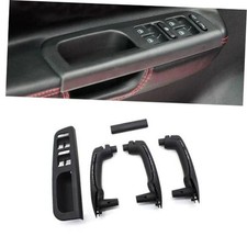8PCS Window Lift Control Switch Cover Bezel Door Handles Grab Completes, Black
