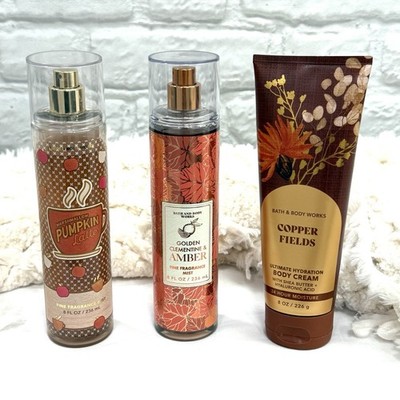 Bath & Body Works LOT Golden Clementine & Amber Marshmallow Pumpkin Copper Field