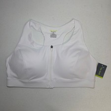 Tek Gear Ultrastretch White Zip Front Sports Bra 1X NWT Activewear Workout Gym