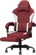 Image of Ergonomic Red Gaming Chair Recliner w/Footrest, Memory Foam Seat, Adjustable Hei