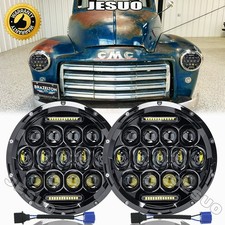 Pair 7inch Round LED headlights Hi-Lo Beam For GMC C15 C25 C35 Pickup