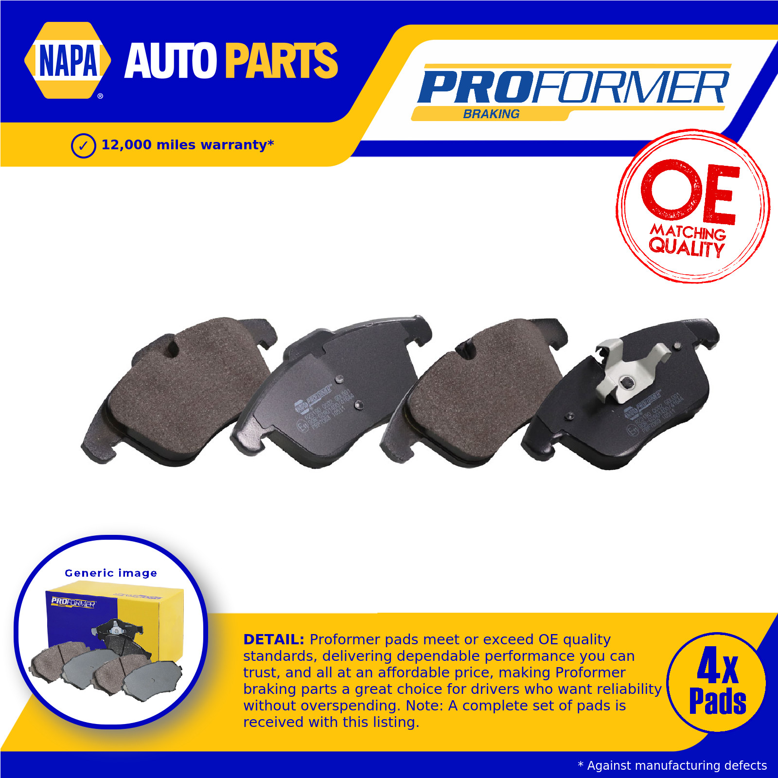 Brake Pads Set Front PBP7063 Proformer 1379971 1436498 1437761 1458247 New