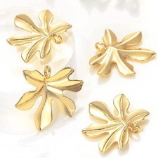 4PCS 18K Gold Plated Brass 3D Leaf Charm Pendant 20X22mm GM121