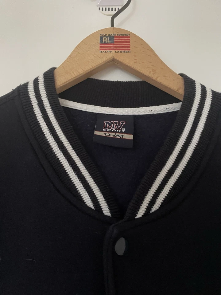 Vtg MV Sport Varsity Jacket XXL Grand Canyon West Navy Grey White Snaps Pockets - Image 3 of 4