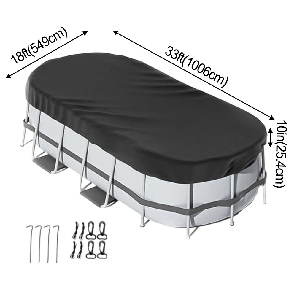 Housse de piscine ovale avec accessoires solides pour coffre-fort pour piscines