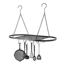 Hanging Pot Holder Pan Hanger Iron Kitchen Rack Cookware Organizer Storage Shelf