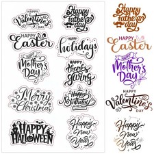 Words Clear Stamps for Card Making Sentiment Clear Stamps for Halloween Birth...