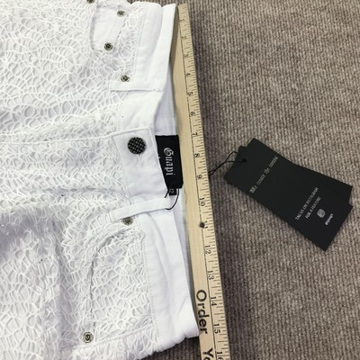 Guapi Jeans Mens 32 White Lace Overlay Distressed Slim Fit