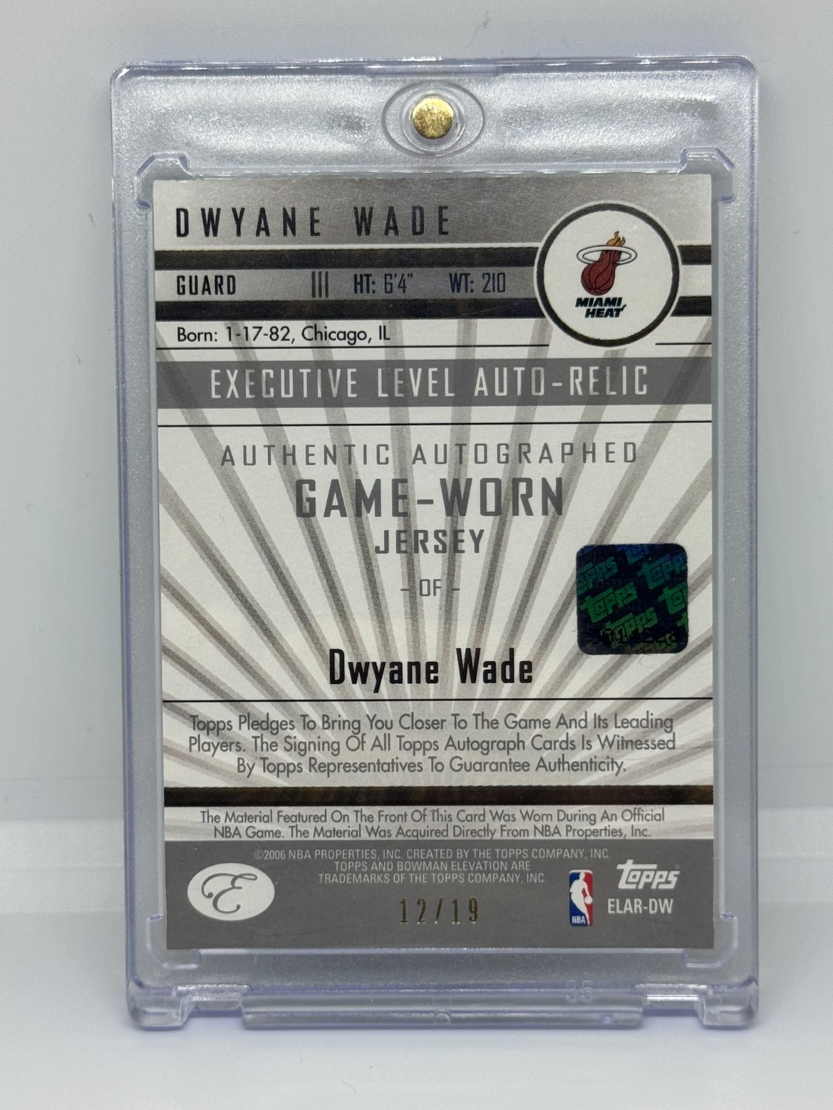 DWAYNE WADE GAME USED PATCH AUTO /19 BLUE 2006-07 HEAT view 2