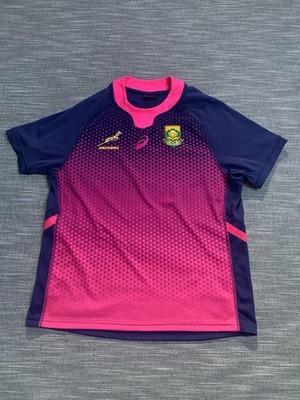 Pink and Navy South Africa Springbock Asics Rugby Shirt Herren Gr. XL